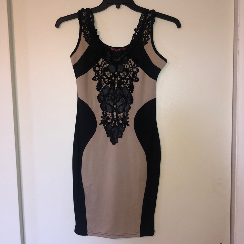 Tan and Black cocktail dress new with tags